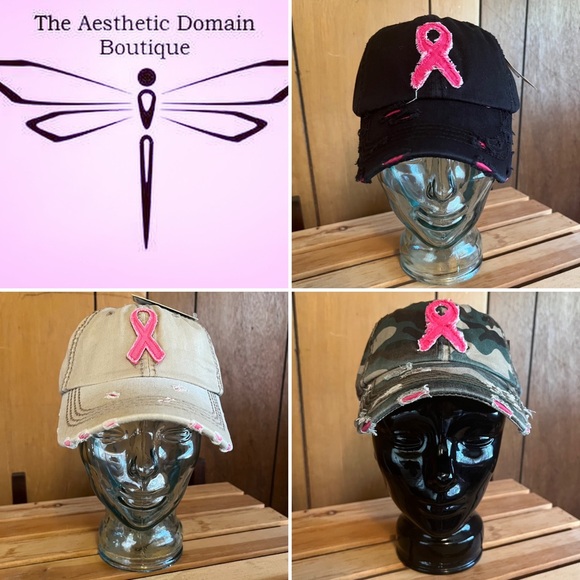 Black Breast Cancer Awareness Pink Ribbon Cap - Picture 11 of 11